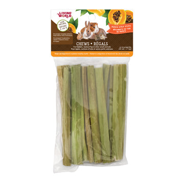 LIVING WORLD SM ANIMAL CHEW PAPAYA STICKS 10PK.