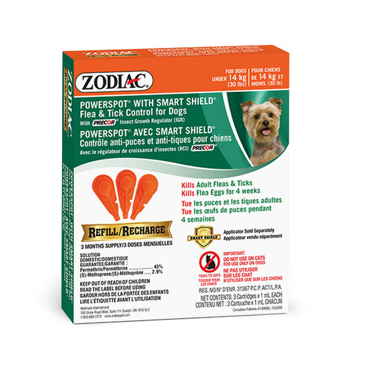 ZODIAC DOG FLEA & TICK SMARTSHIELD REFILL <14KG.