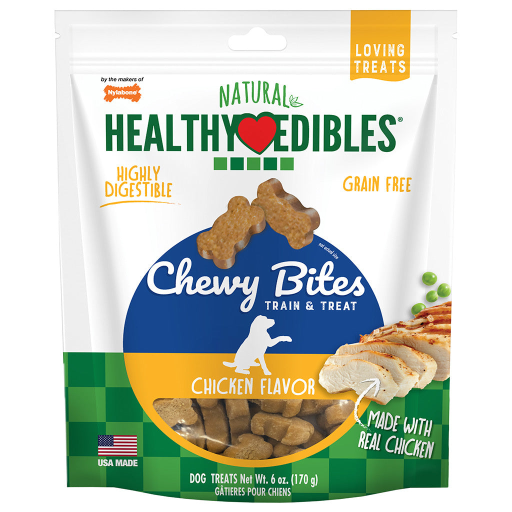 NYLABONE EDIBLE CHEWY BITES CHICKEN FLAVOR 6 OZ.