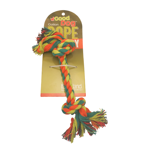 GOOD DOG MULTI COLOR 2 KNOT ROPE TOY 9".