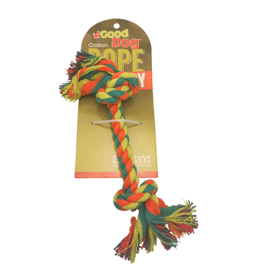 GOOD DOG MULTI COLOR 2 KNOT ROPE TOY 9".