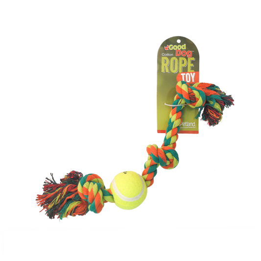 GOOD DOG ROPE TOY W/ BALL 8".