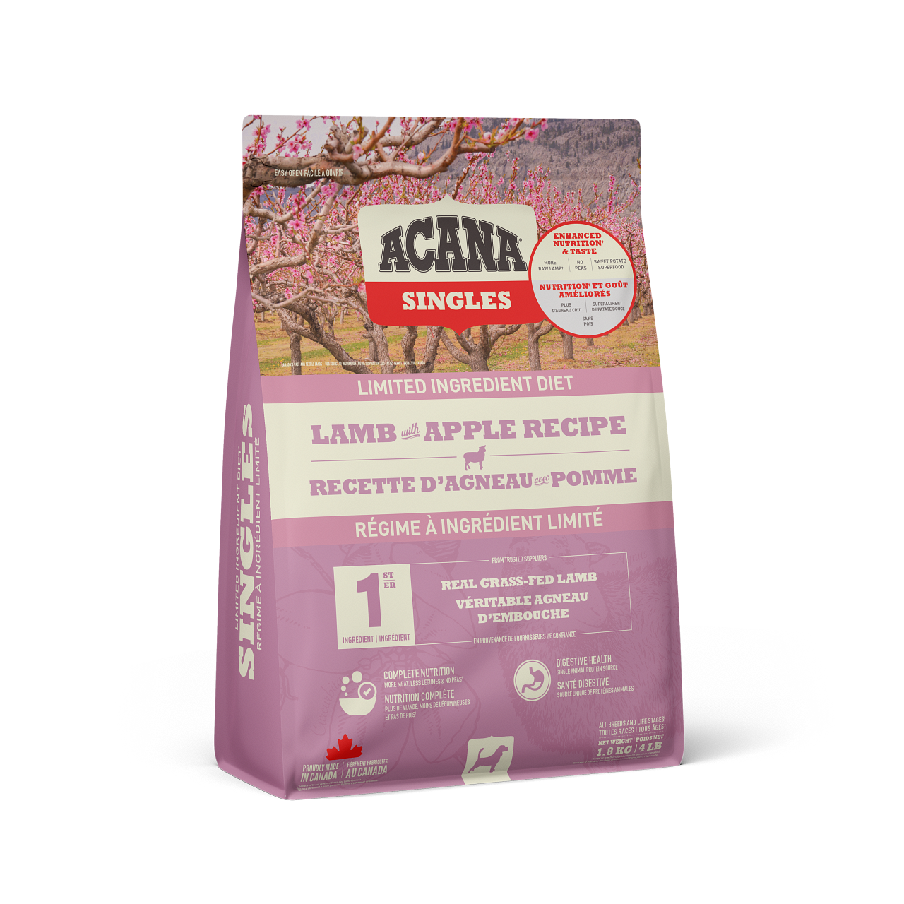 ACANA SINGLES DOG GRASS FED LAMB & APPLE 1.8KG