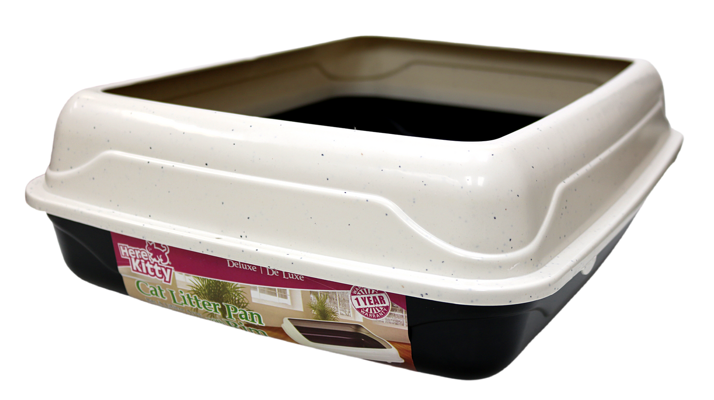 HERE KITTY DELUXE LITTER PAN W/RIM - MEDIUM