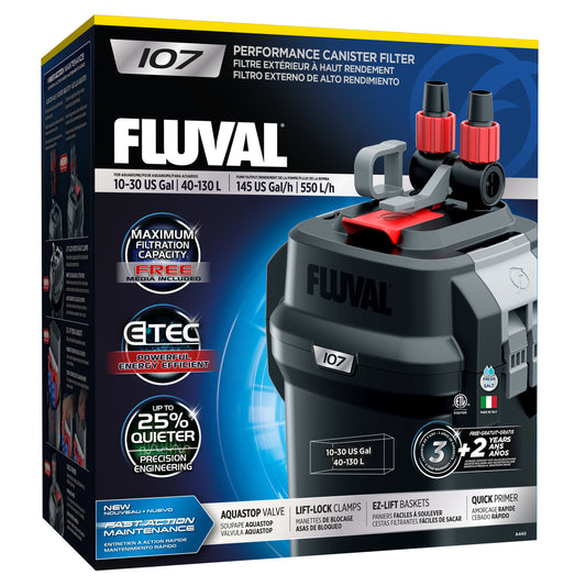 FLUVAL 107 EXTERNAL CANISTER FILTER.