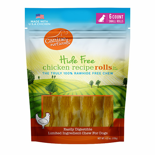 CANINE NATURALS HIDE-FREE CHICKEN ROLLS SM 2.5IN 6PK