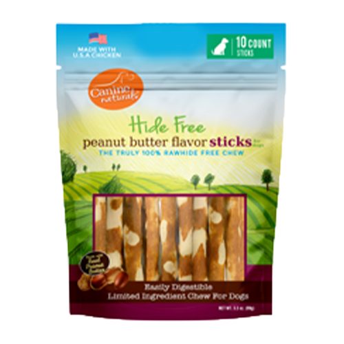 CANINE NATURALS HIDE-FREE P BUTTER STICKS 5IN 10PK