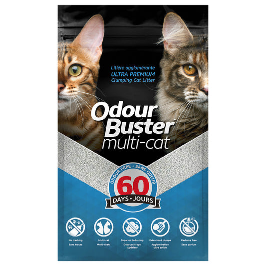 ODOUR BUSTER CONTROL MULTI-CAT CLUMPING LITTER 12 KG.